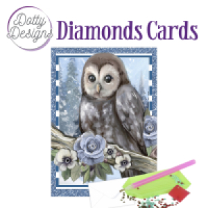 Dotty Designs Diamond Cards - Owl with ice flowers in the snow 1164